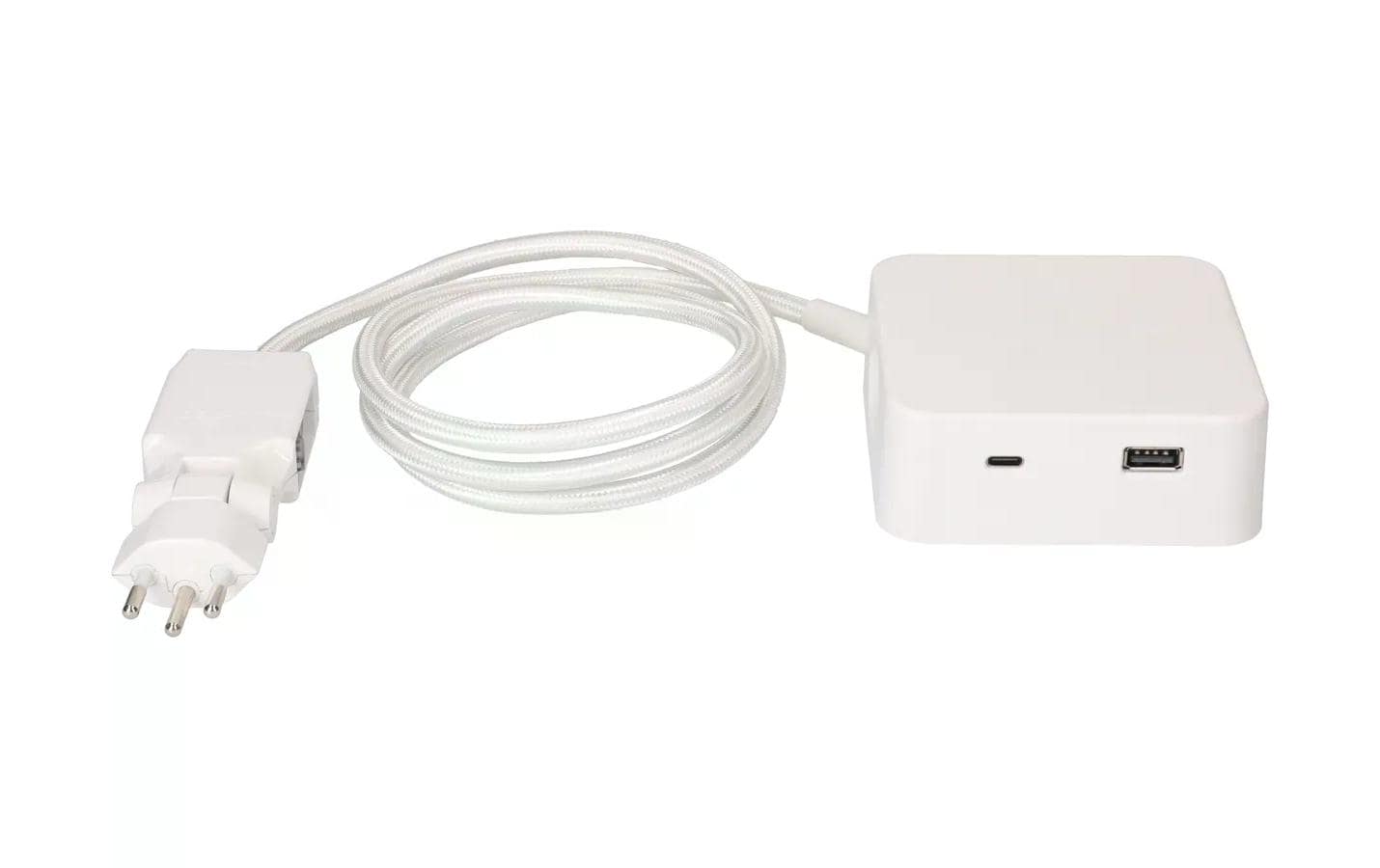 MaxTex Cube Steckdosenleiste – 3 AC-Ausgänge, 1× USB-A + 1× USB-C, 2 m, Magnet, Weiss