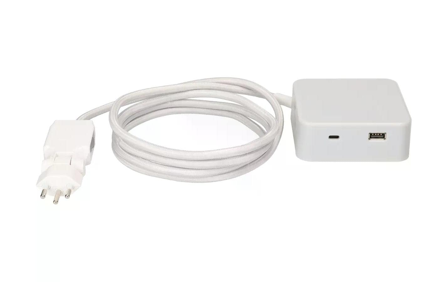 maxTEX Cube Steckdosenleiste – 3× T13, USB‑A/C, 2 m, ohne Schalter, grau/weiss