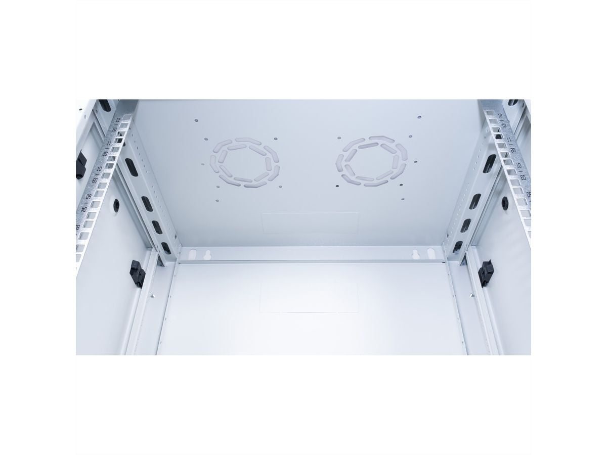 ROLINE Basic Plus – 19" Wandverteiler 12U, IP20, abschliessbar, 600 × 450 × 645 mm, lichtgrau, Stahl