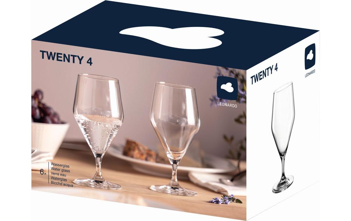 LEONARDO TWENTY4 Wasserglas – 0,33 l, Kristallglas, Transparent, Spülmaschinenfest, Stossfest, 6 Stück