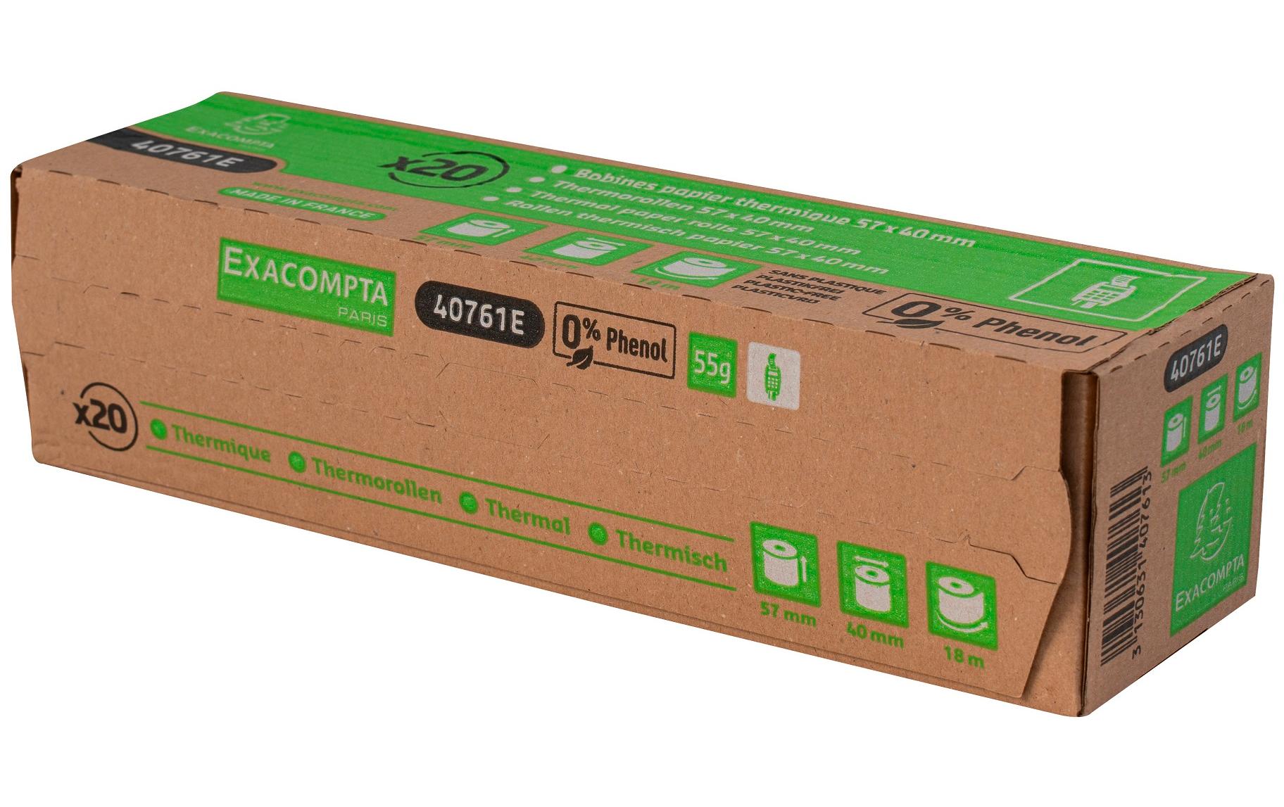 Exacompta Thermorolle – 57 mm × 18 m, ohne Kern, BPA-frei – 20 Stk.