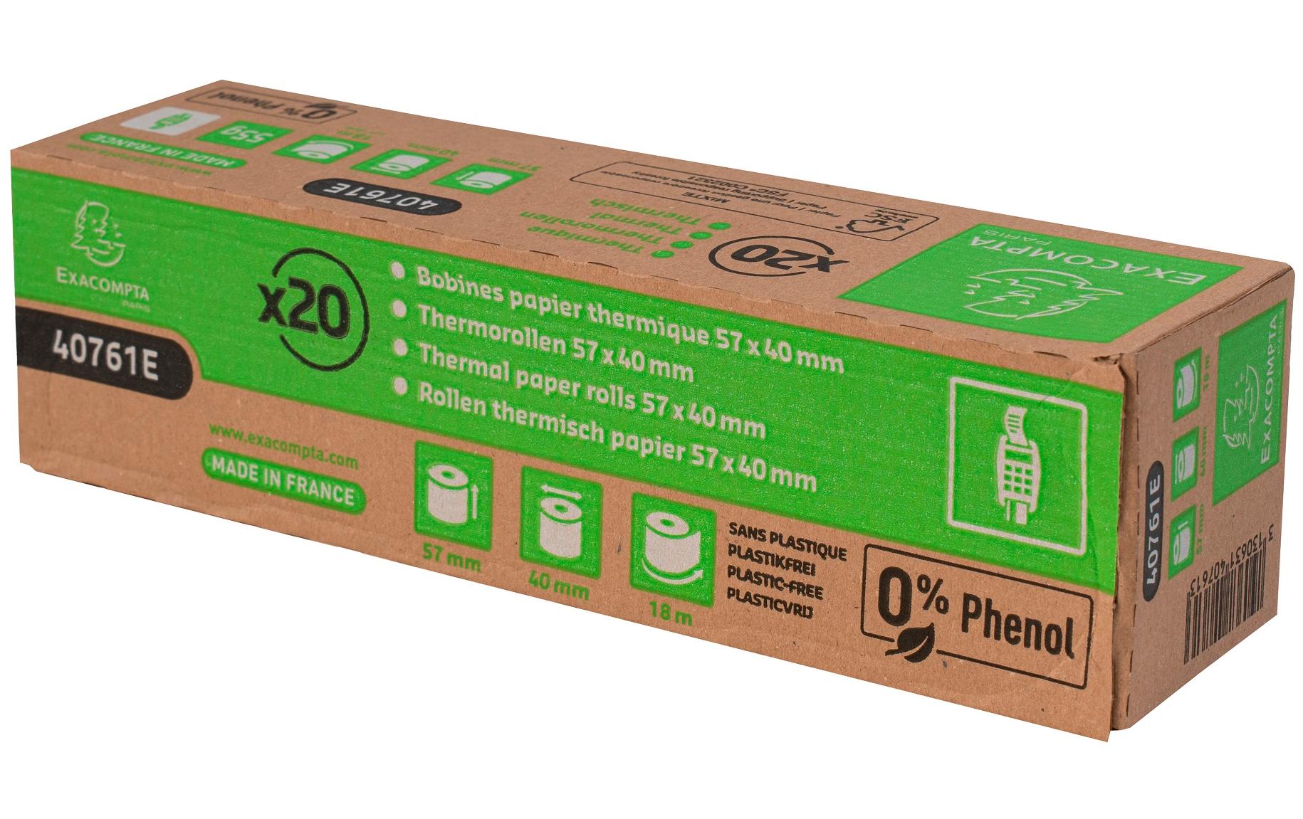 Exacompta Thermorolle – 57 mm × 18 m, ohne Kern, BPA-frei – 20 Stk.