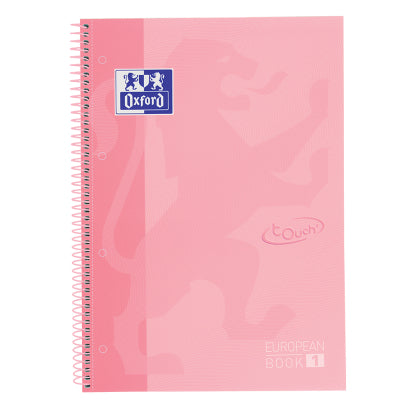 Oxford Spiralbuch – A4+ – 4-fach gelocht, mikroperforiert, Scribzee-kompatibel, Mini-Whiteboard, Pastellrosa
