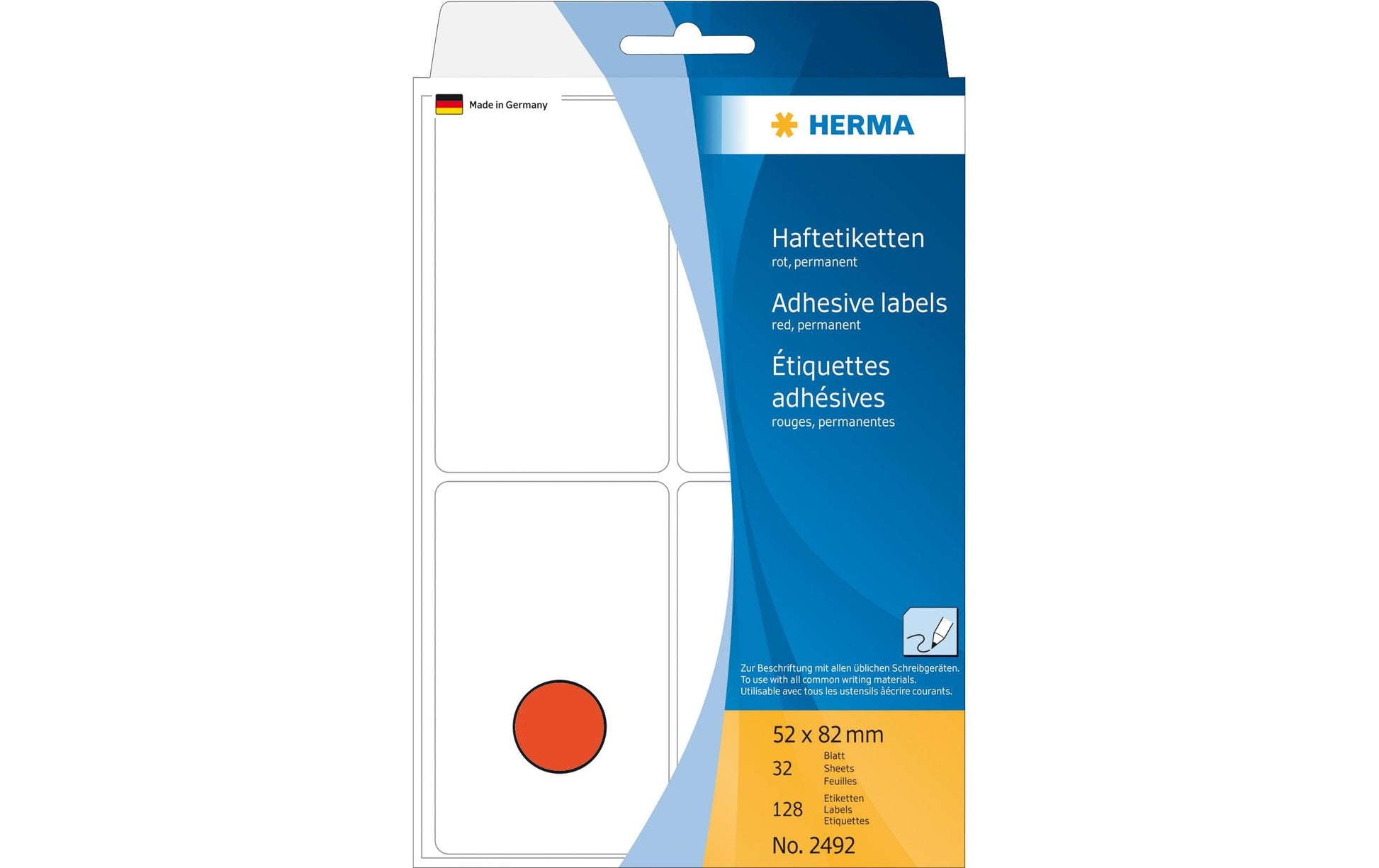 HERMA Schuletiketten – 52 × 82 mm, Abgerundete Ecken, 128 Stk, 32 Bogen, Papier, Permanent Haftend