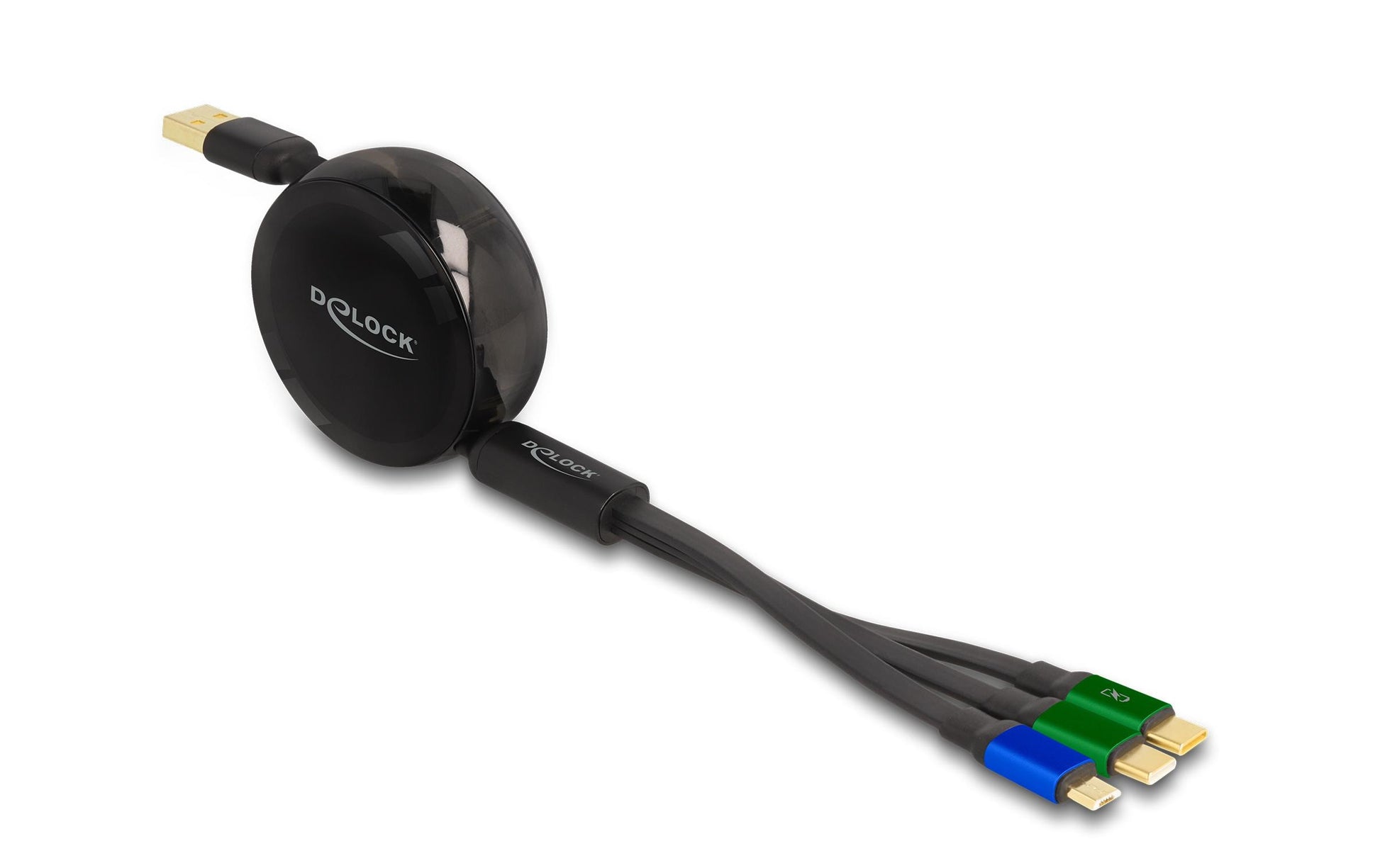 DeLOCK USB-Kabel – USB-A auf Micro-USB-B, 2× USB-C – USB 2.0 (480 Mbit/s) – 1,13 m – Schwarz
