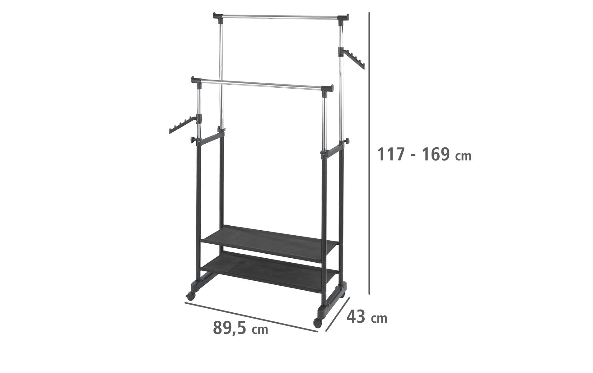 WENKO All In Garderobenständer (mit Schirmhalter) – Metall – Schwarz/Silber – 1'170 mm