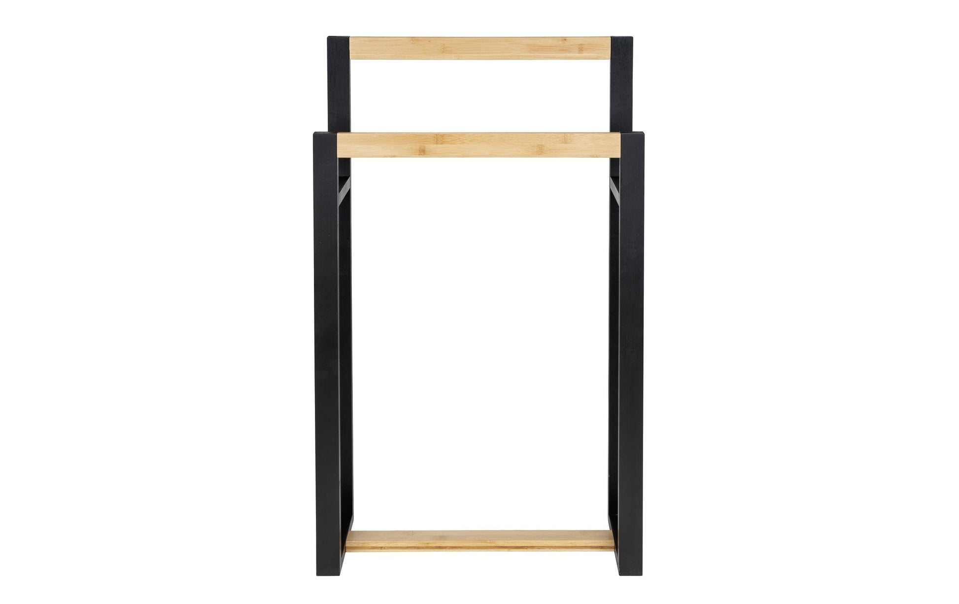 WENKO Handtuchständer Braidi – 2 Arme, 55×20×89,5 cm, Bambus, Schwarz/Natur