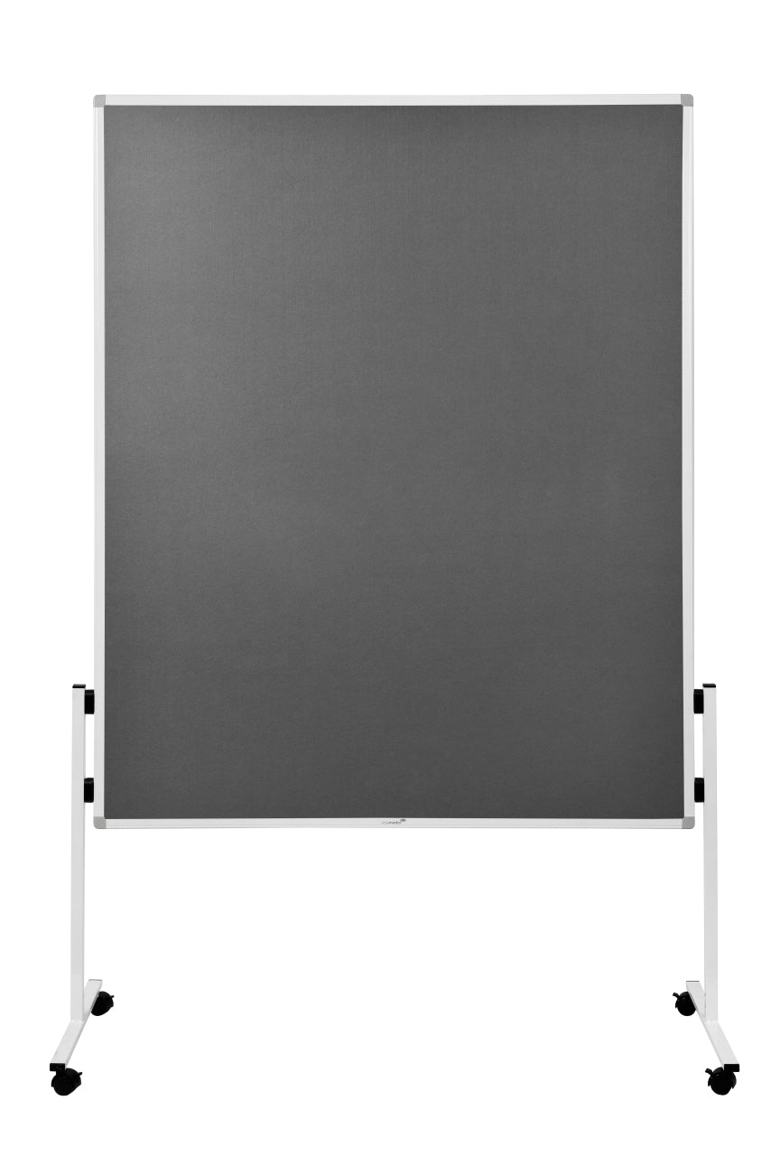 Legamaster Moderationswand – Filz, mit Rollen, doppelseitig – 120 × 150 cm – Grau, Alurahmen