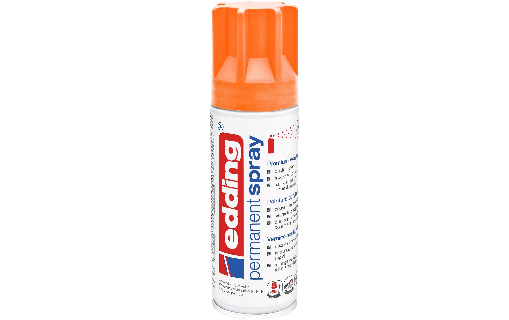 Edding Farbspray – Neonorange, seidenmatt – 200 ml – für Karton, Holz, Metall