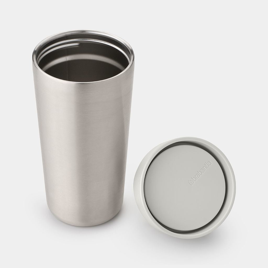 Brabantia Make & Take Thermobecher 360 ml – Doppelwandig 6-8 h heiss, Schraubdeckel, Edelstahl