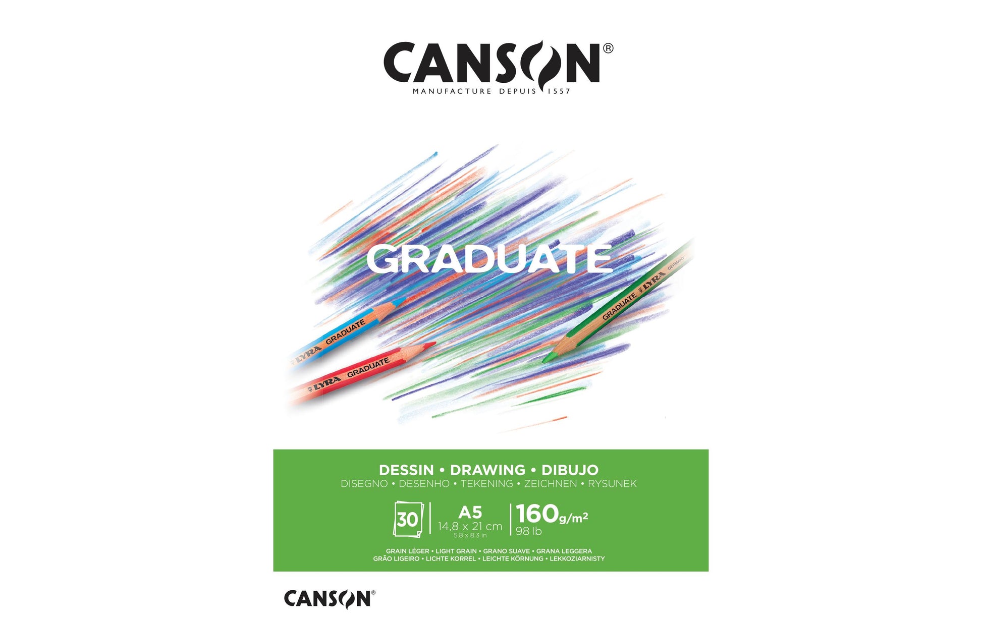 Canson Graduate Zeichenblock – A5, 160 g/m², weiss, strukturiert, 30 Blatt