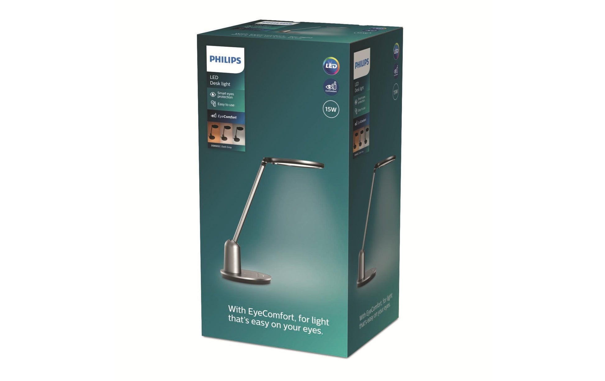 Philips by Signify Philips Tischleuchte Einstein – 3000–5500 K, 630 lm, 15 W, dimmbar, SceneSwitch, grau