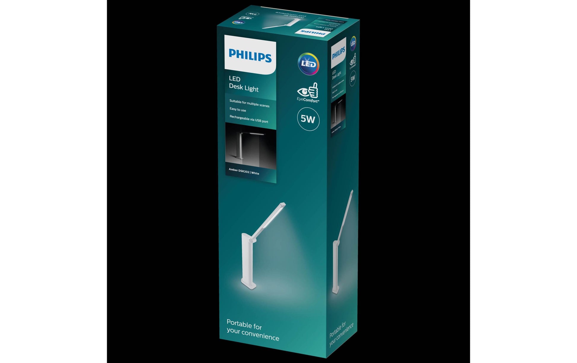 Philips by Signify Philips Tischleuchte Amber – 3600 K (Warmweiss), 120 lm, 5 W, dimmbar, Akku, Weiss