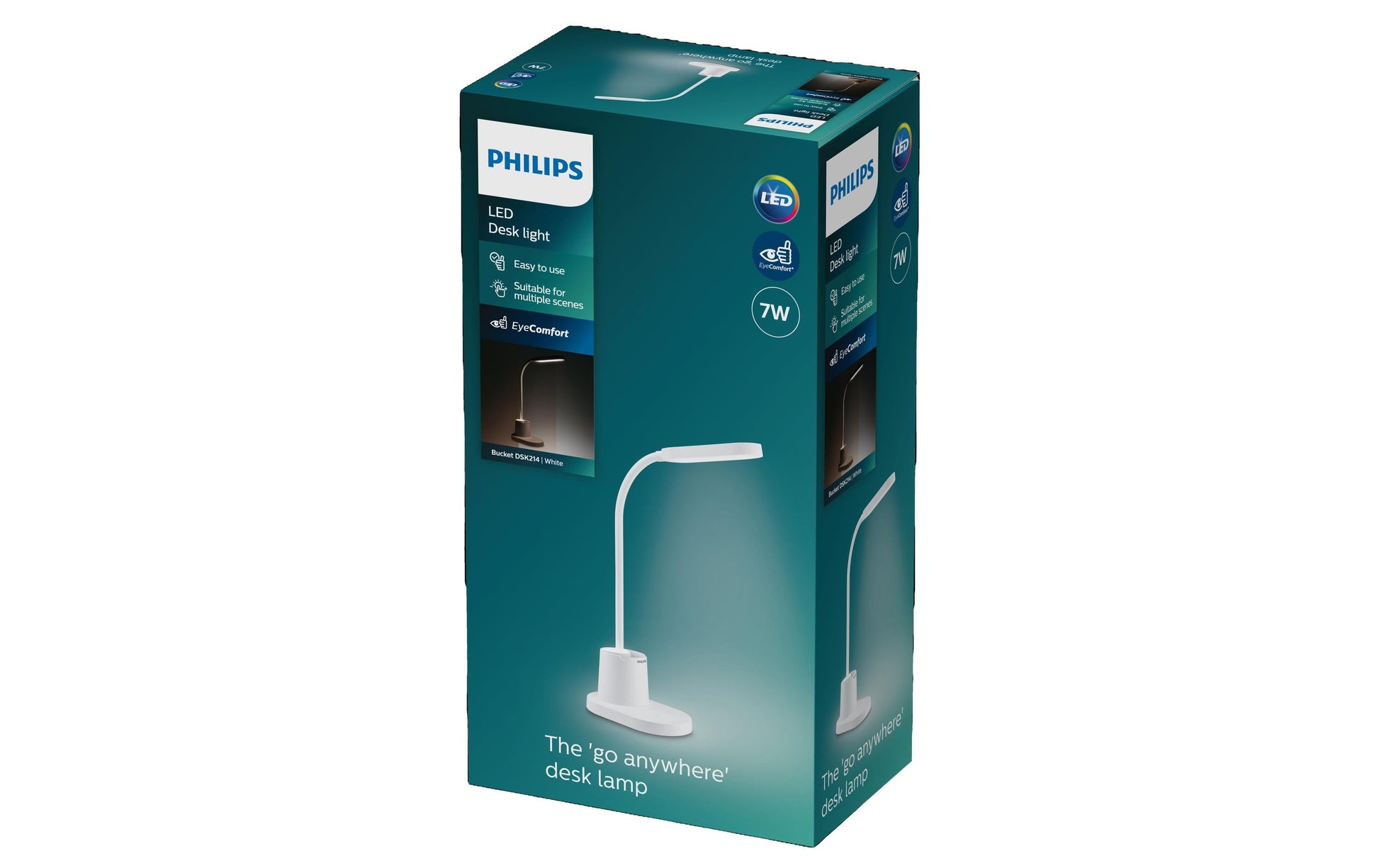 Philips by Signify Philips Tischleuchte – 11 × 34 × 31,5 cm, 200 lm, 7,5 W, 3000–5700 K, dimmbar, weiss, Akku