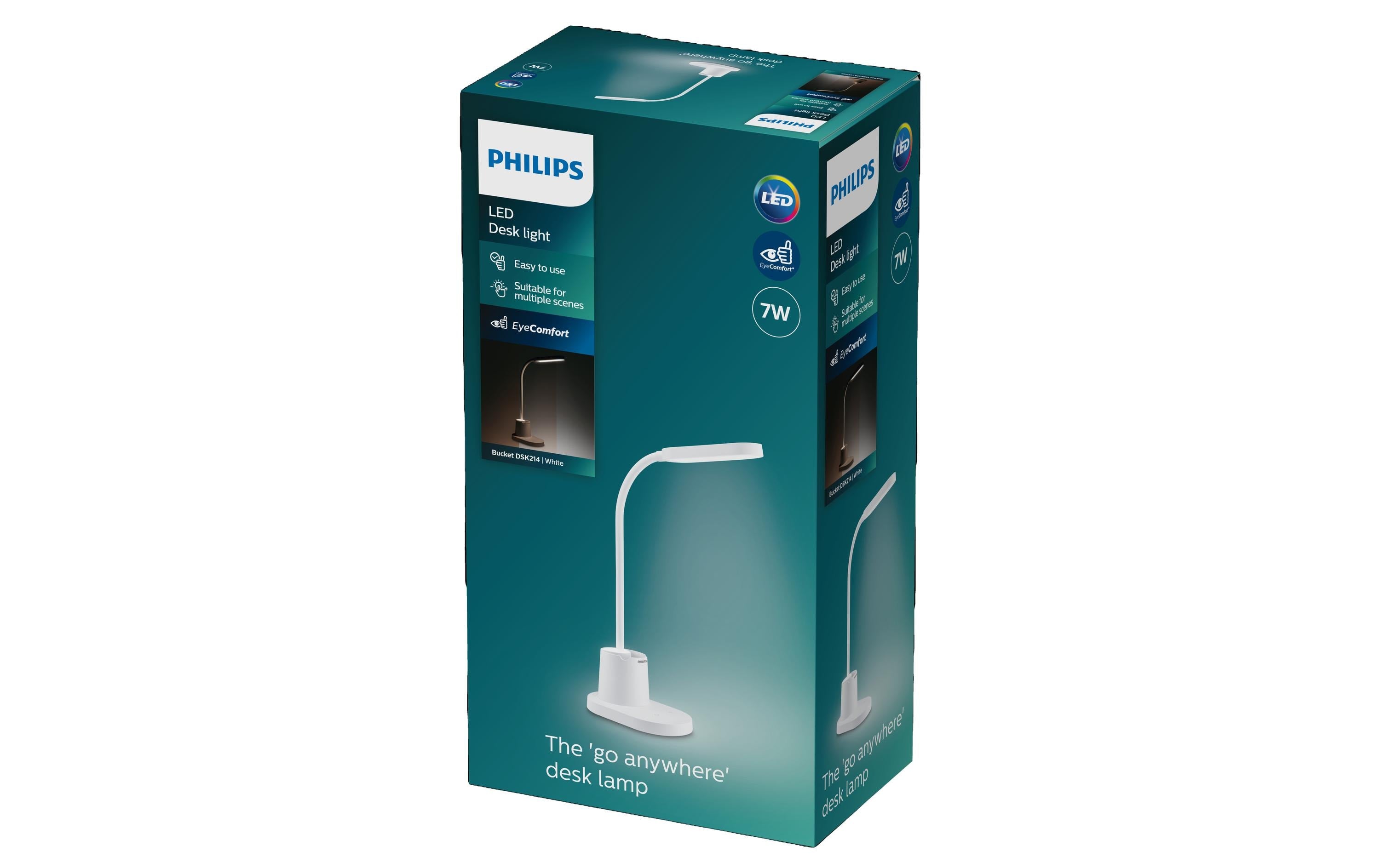 Philips by Signify Philips Tischleuchte – 11 × 34 × 31,5 cm, 200 lm, 7,5 W, 3000–5700 K, dimmbar, weiss, Akku