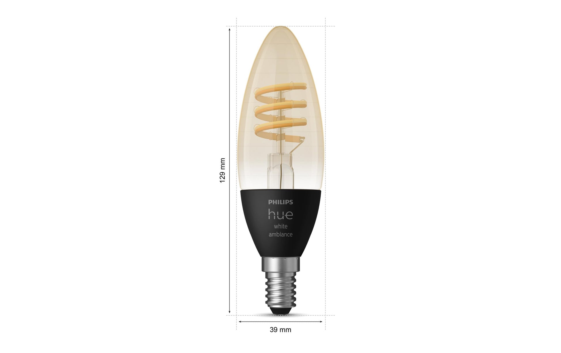 Philips Hue Smart-Leuchtmittel E14 Kerze – Warmweiss 2200–4500 K, 350 lm, 4,4 W, Bluetooth – 2 Stk.