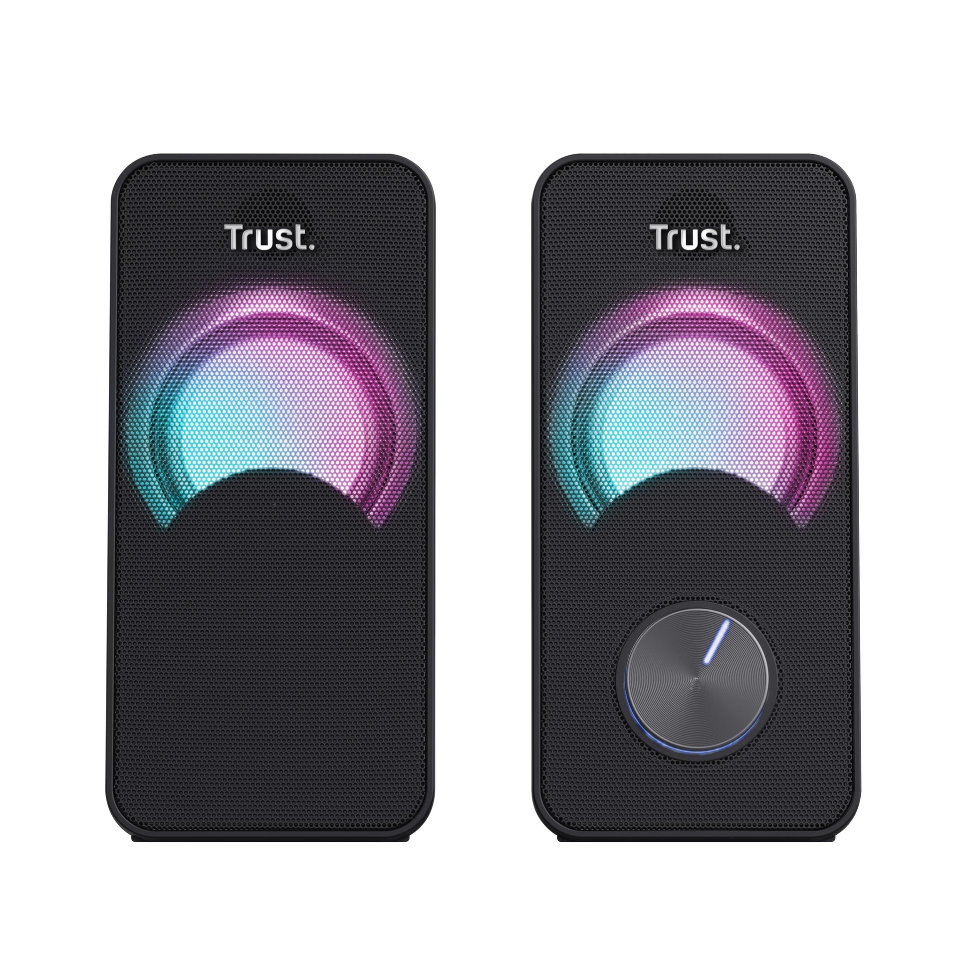 Trust Arys Compact RGB, Set – PC-Lautsprecher-Set – 2.0, 6 W, 3,5 mm Klinke, Schwarz