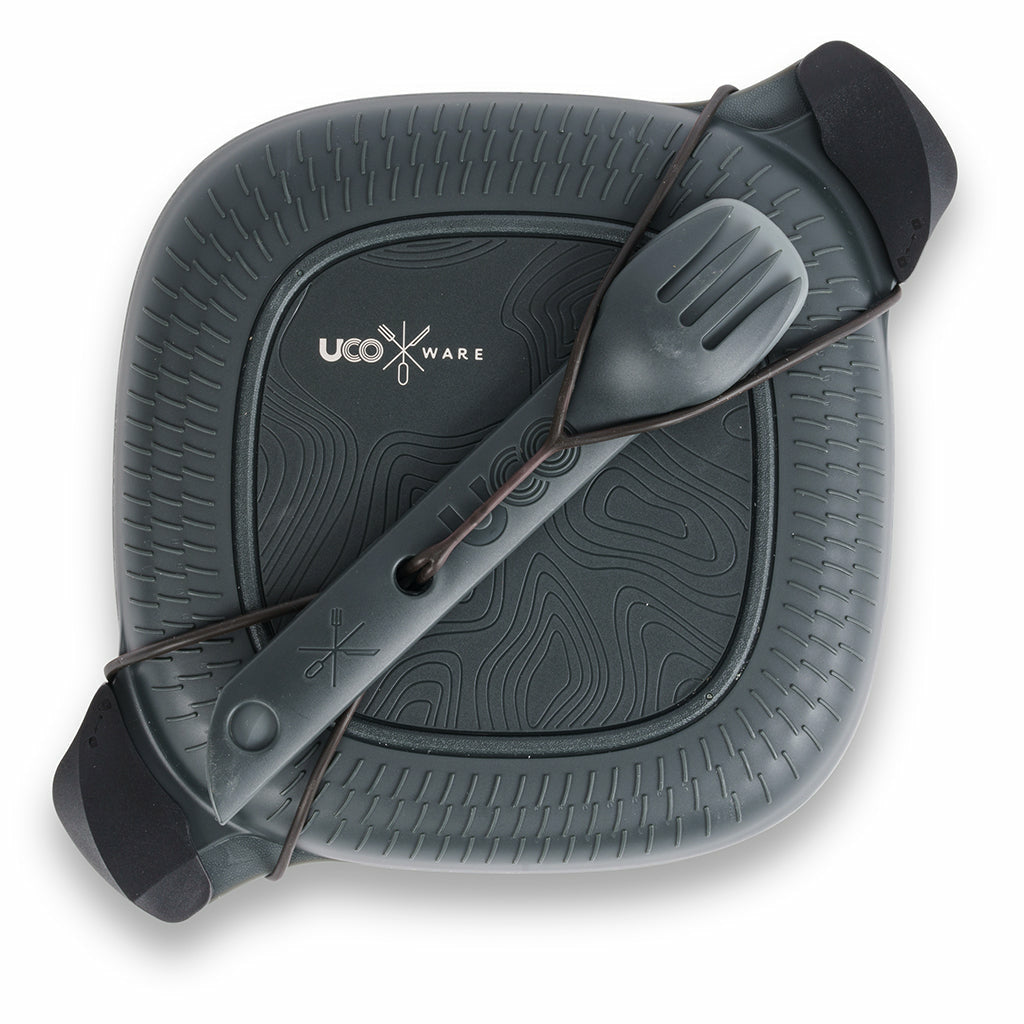 UCO Besteck-Set – 5-teiliges Set, 20,0×20,0×7,5 cm, Silikon, Dunkelgrau, spülmaschinenfest, mikrowellengeeignet