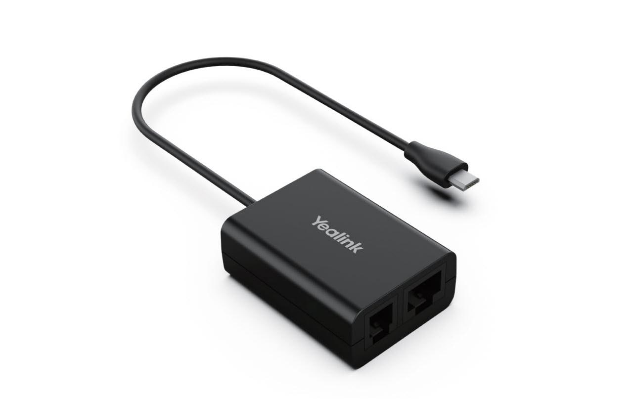 Yealink EHS60 – Headset-Dongle (Mikro-USB), RJ45, RJ9, Schwarz, für Yealink WH62/WH63 und gängige IP-Phones