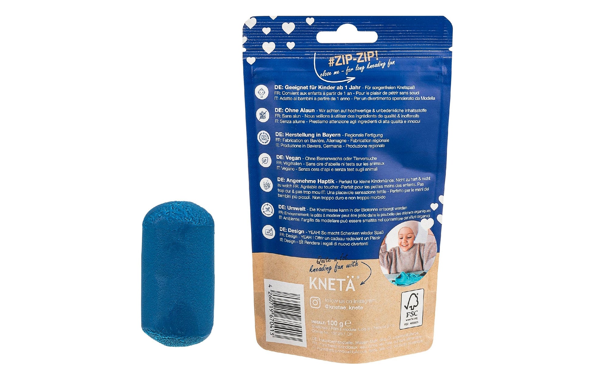 KNETÄ Knetmasse, Blau, 100 g, 1 Stk., FSC