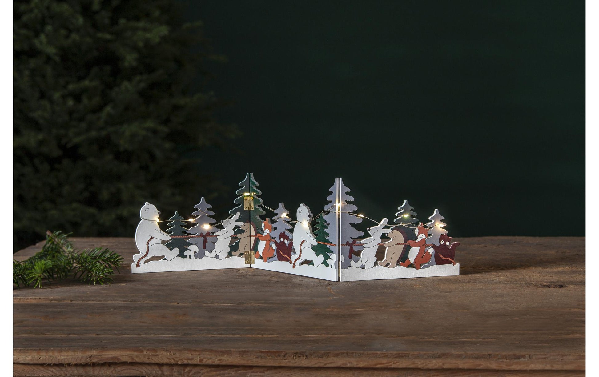 Star Trading Leichte Dekorationsfigur – 10 LEDs, Warmweiss, Batteriebetrieb, Timer 6 h/18 h – Holz, Mehrfarbig