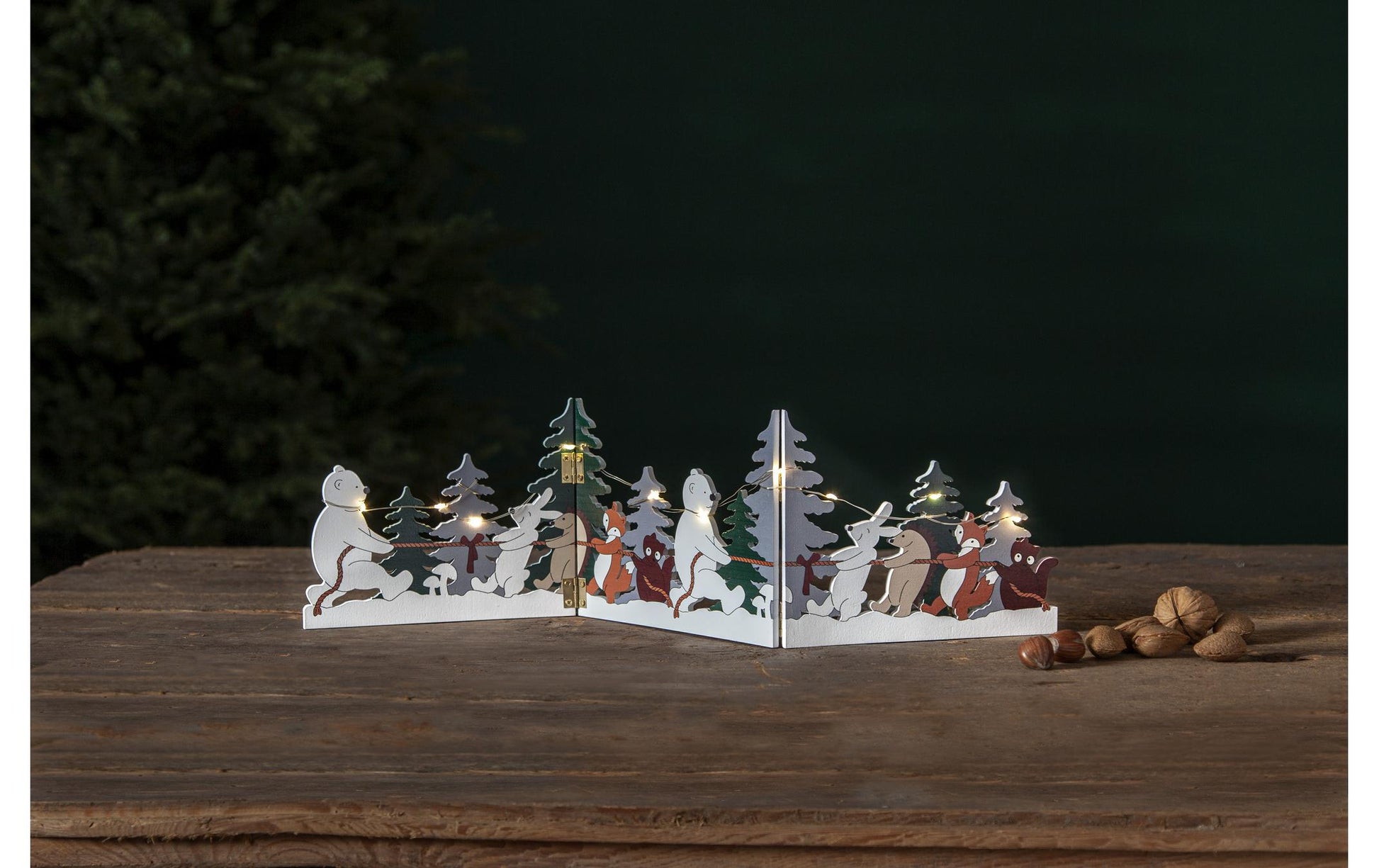 Star Trading Leichte Dekorationsfigur – 10 LEDs, Warmweiss, Batteriebetrieb, Timer 6 h/18 h – Holz, Mehrfarbig