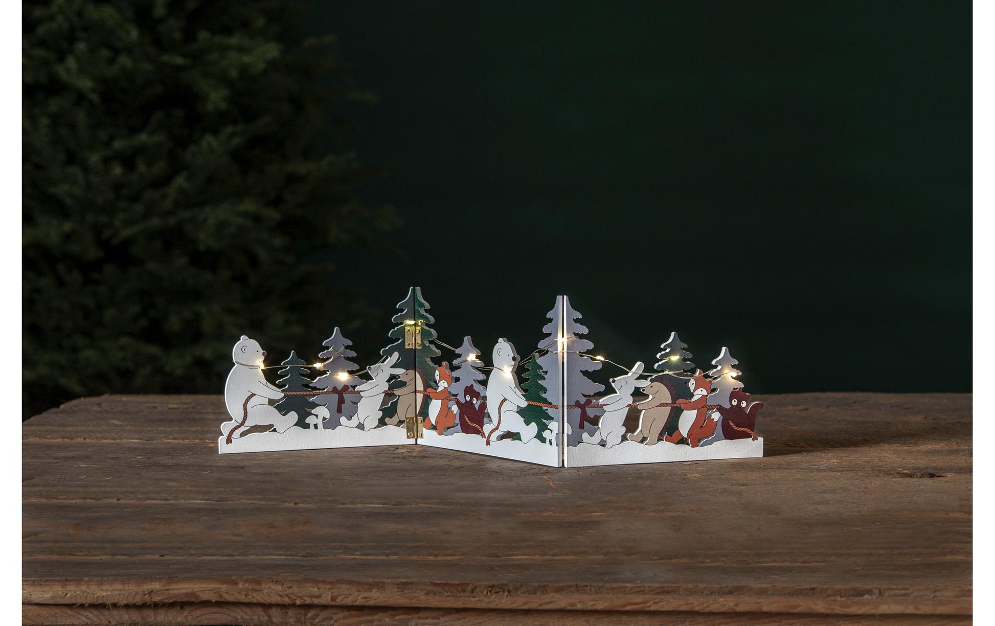 Star Trading Leichte Dekorationsfigur – 10 LEDs, Warmweiss, Batteriebetrieb, Timer 6 h/18 h – Holz, Mehrfarbig