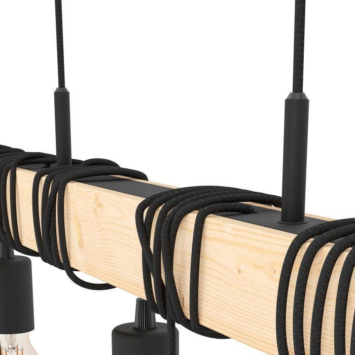 EGLO Pendelleuchte Townshend – 10,0 × 100,0 × 110,0 cm, 360 W, nicht dimmbar, schwarz/braun