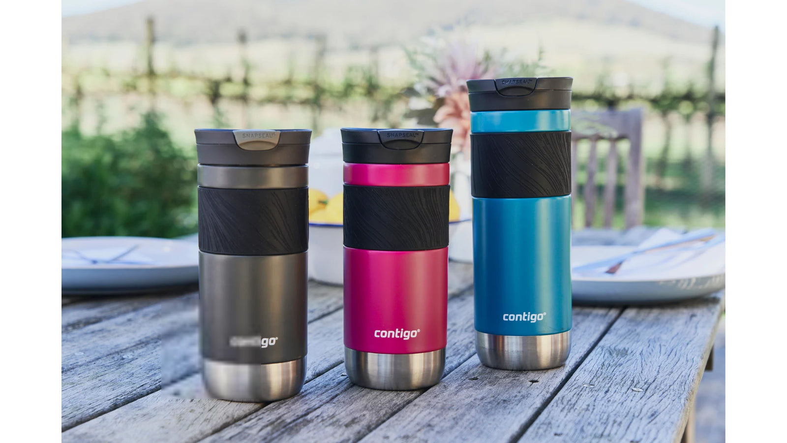 CONTIGO Byron 2.0 Thermobecher 470 ml – doppelwandig 6 h heiss/12 h kalt, Snapseal, Schwarz/Grau