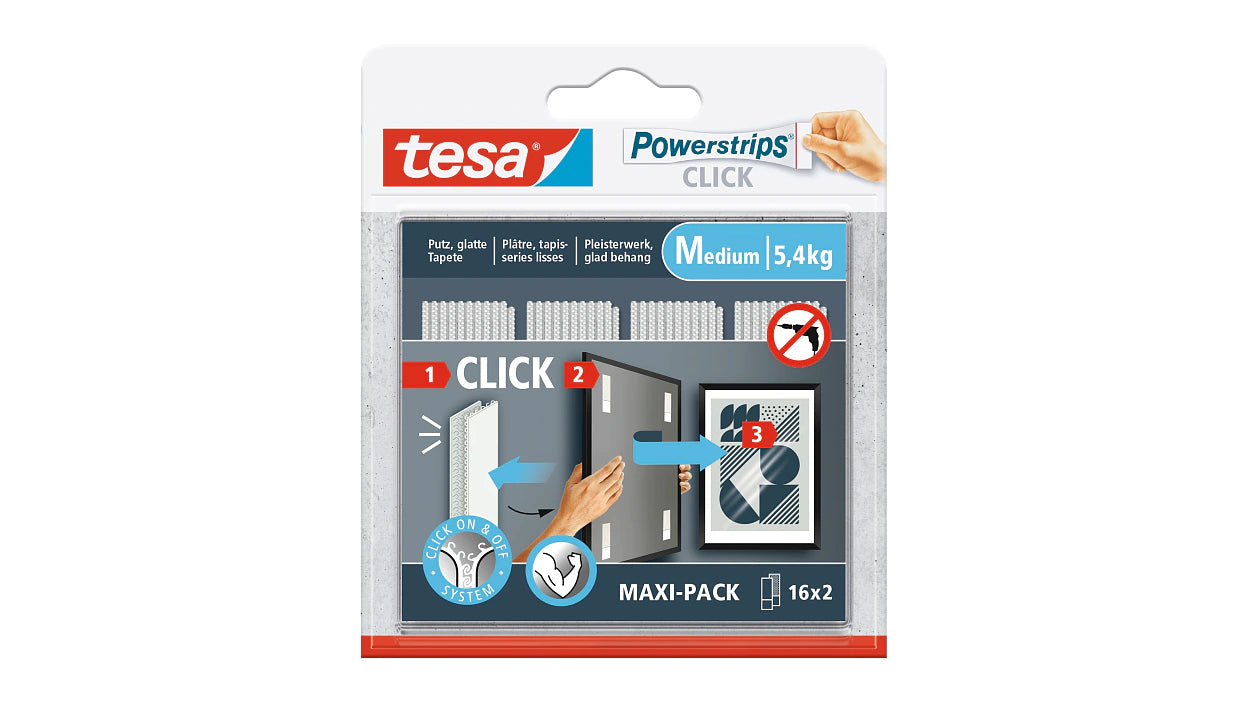 TESA Montagepad – 20 × 80 mm, weiss, bis 5,4 kg, 32 Stk.