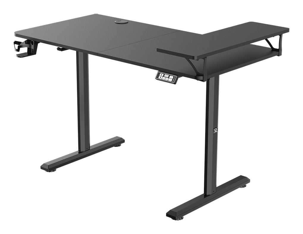 Ultradesk Highlander Gaming-Tisch – 120 × 60,5 cm, elektrisch höhenverstellbar, schwarz, Holz