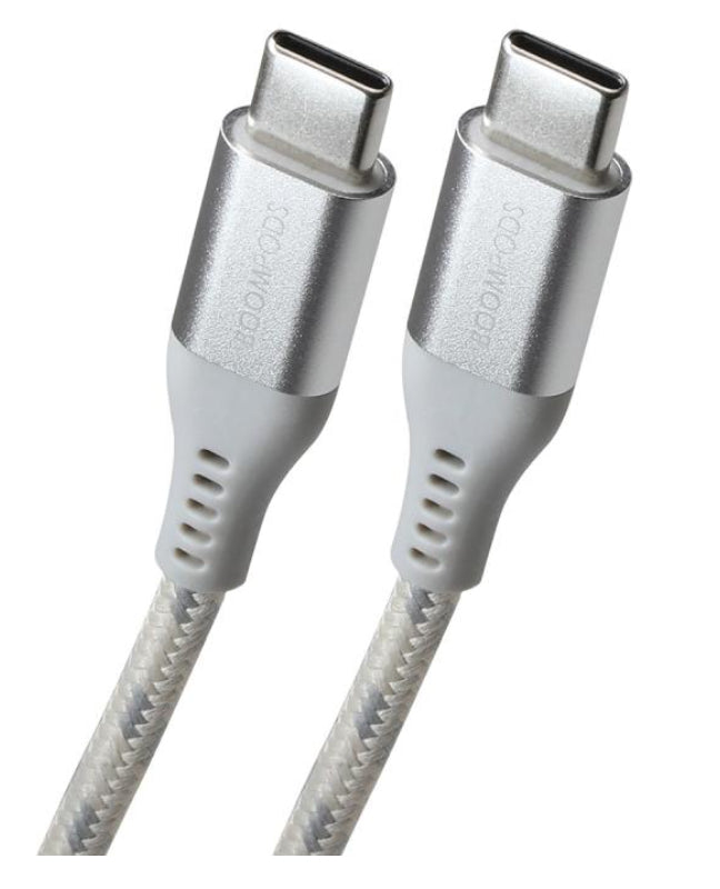 Boompods USB-C auf USB-C Kabel – 1,5 m – PD 60 W – Geflochten – Titan – für iPhone 15, Galaxy S23 und mehr