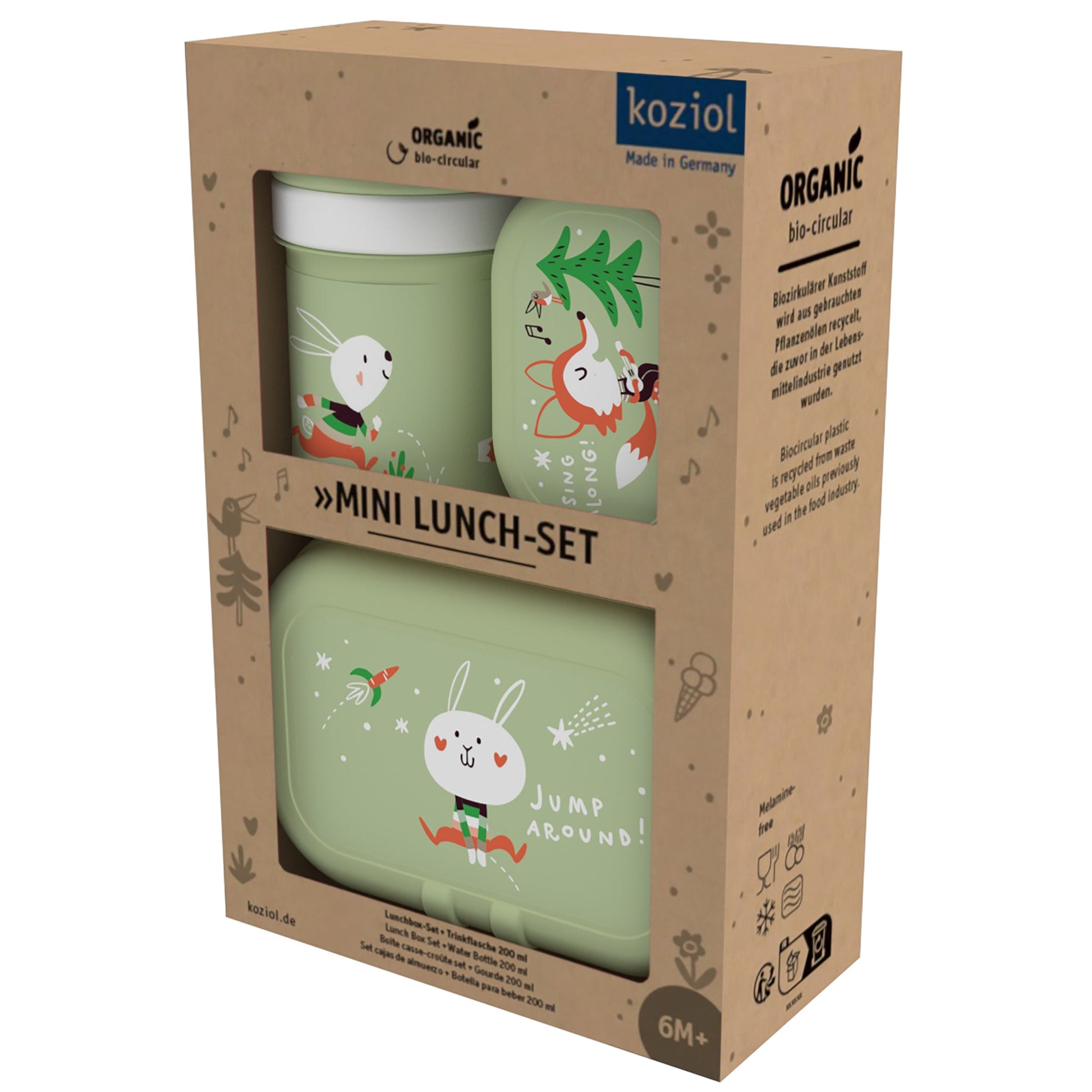 Koziol Lunchboxset HOP ON TO GO – 3er Set, Kunststoff (biozirkulär), Pistazie, mit Deckel, spülmaschinenfest