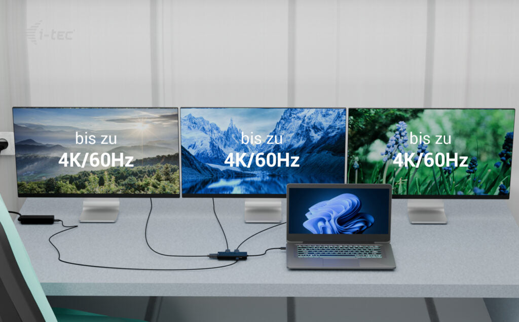 i-tec USB-C zu 3× HDMI Adapter – 4K (3840 × 2160) @ 144 Hz, HDMI 2.0, 0,2 m – für Windows/Mac/Linux