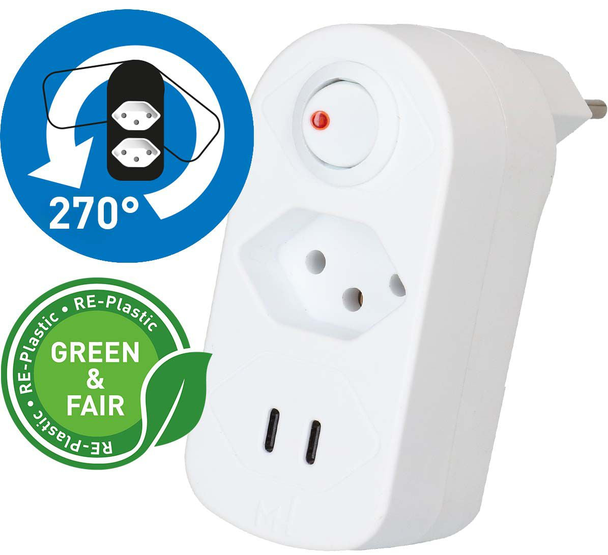 Max Hauri AG Max Hauri ADAPT Steckdosenleiste 1×T13 – USB‑C×2, PD 20 W – max. 2300 W – weiss