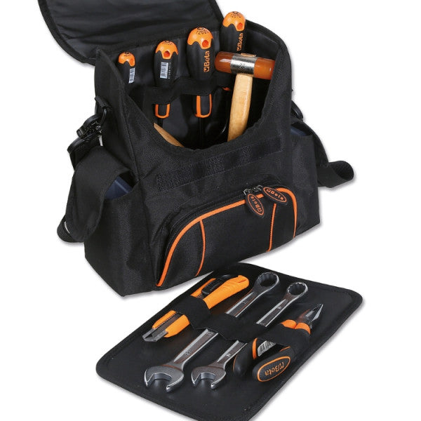 Beta C3 Werkzeugtasche – leer, mit Schultergurt, mit Reissverschlusstaschen schwarz B 230 × H 320 × T 110 mm