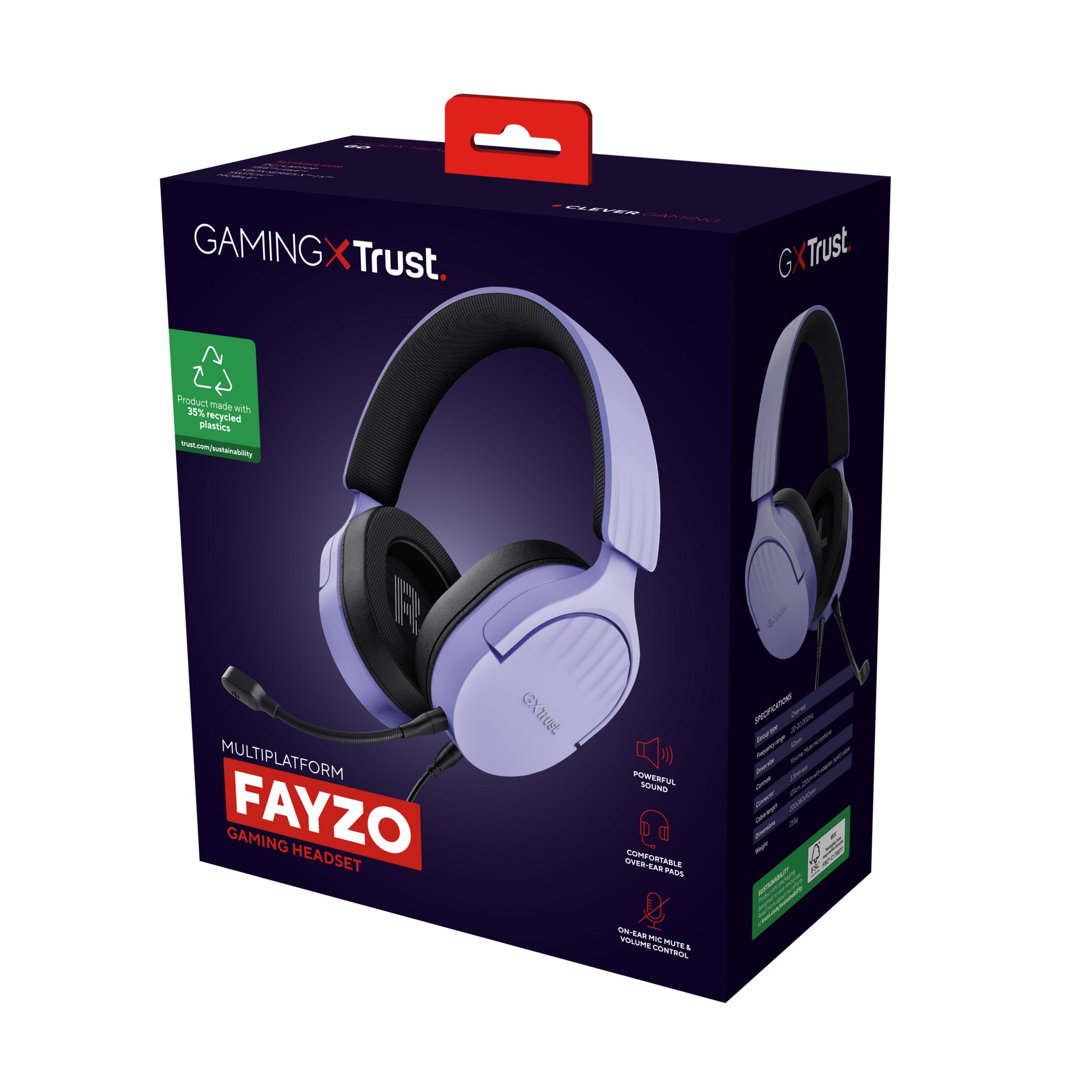 Trust GXT489 FAYZO Gaming-Headset – On-Ear, Stereo, Kabelgebunden, 3,5 mm Klinke, Violett