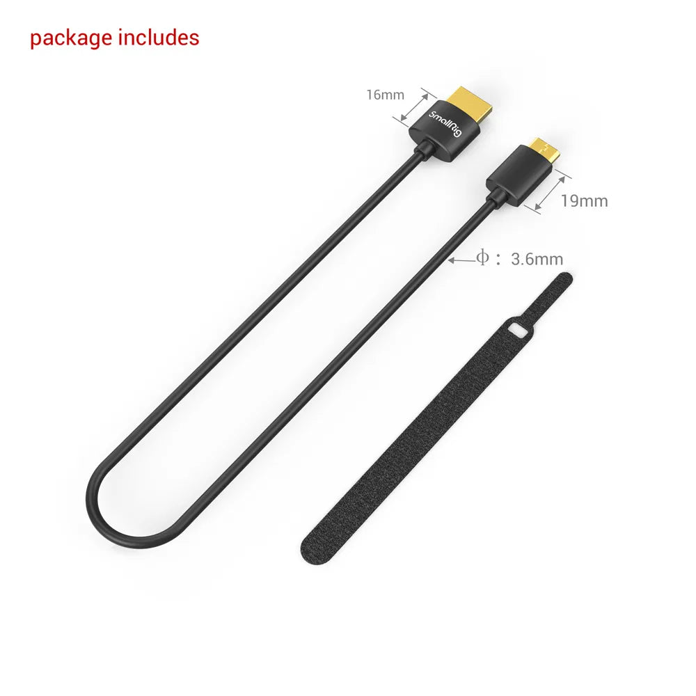 SmallRig Mini-HDMI auf HDMI Kabel HDMI 2.0 – 4K 60 Hz – 0,35 m