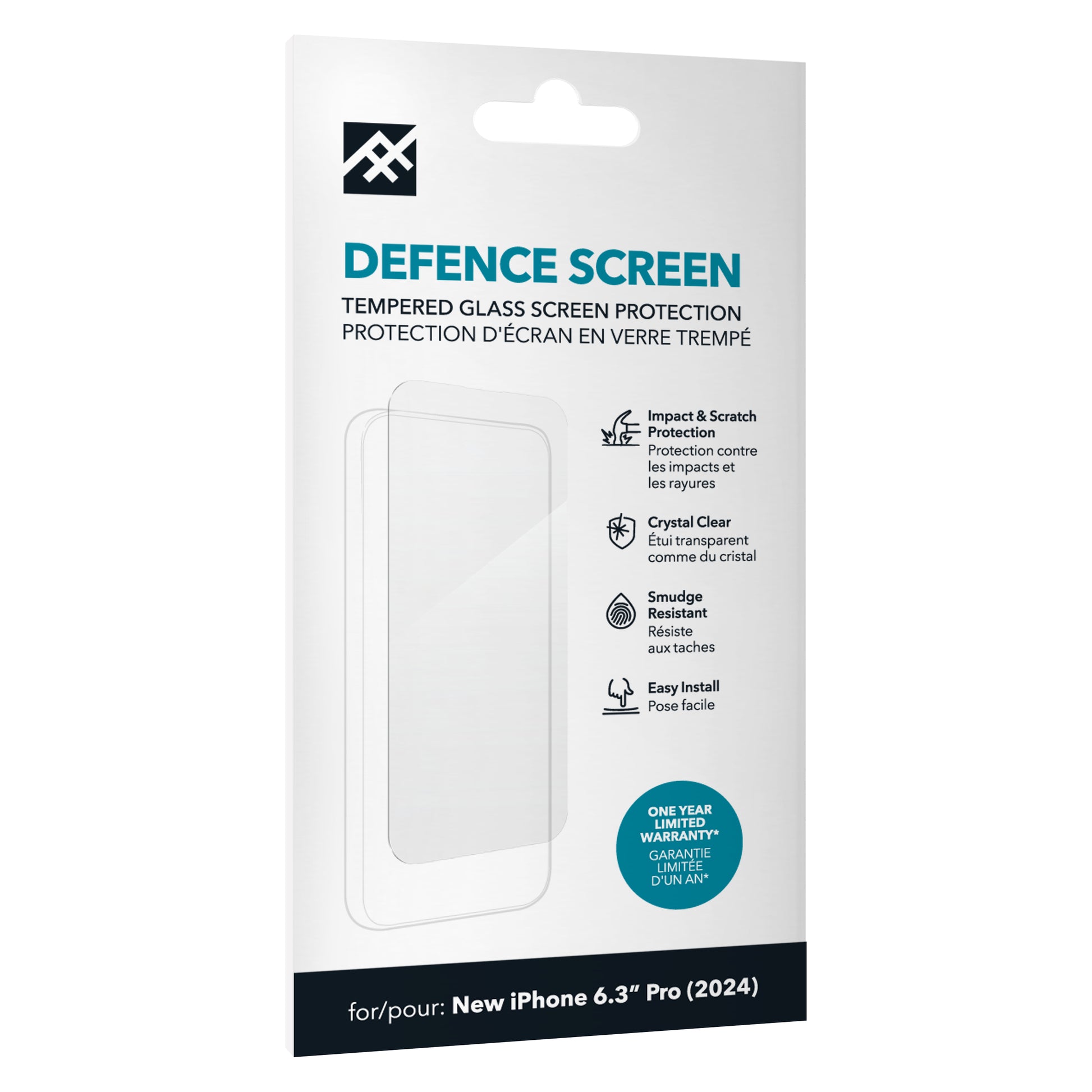 IFROGZ Displayschutz (Panzerglas), fettabweisend – für iPhone 16 Pro
