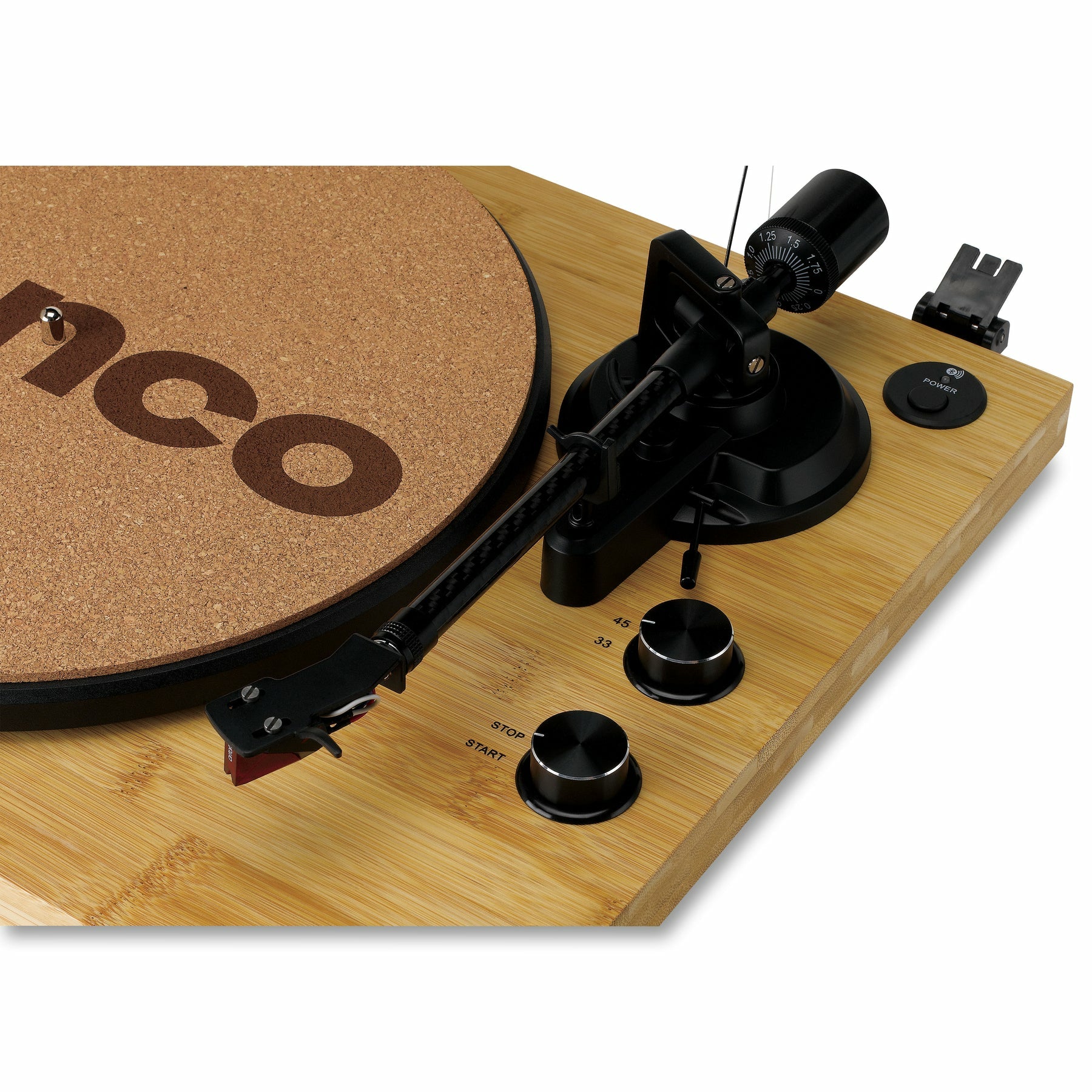 Lenco LBT-335BA – Plattenspieler (Riemenantrieb, Start-Stop), Bluetooth 5.2, Phono-Vorverstärker, 33⅓/45 U/min – Bambus