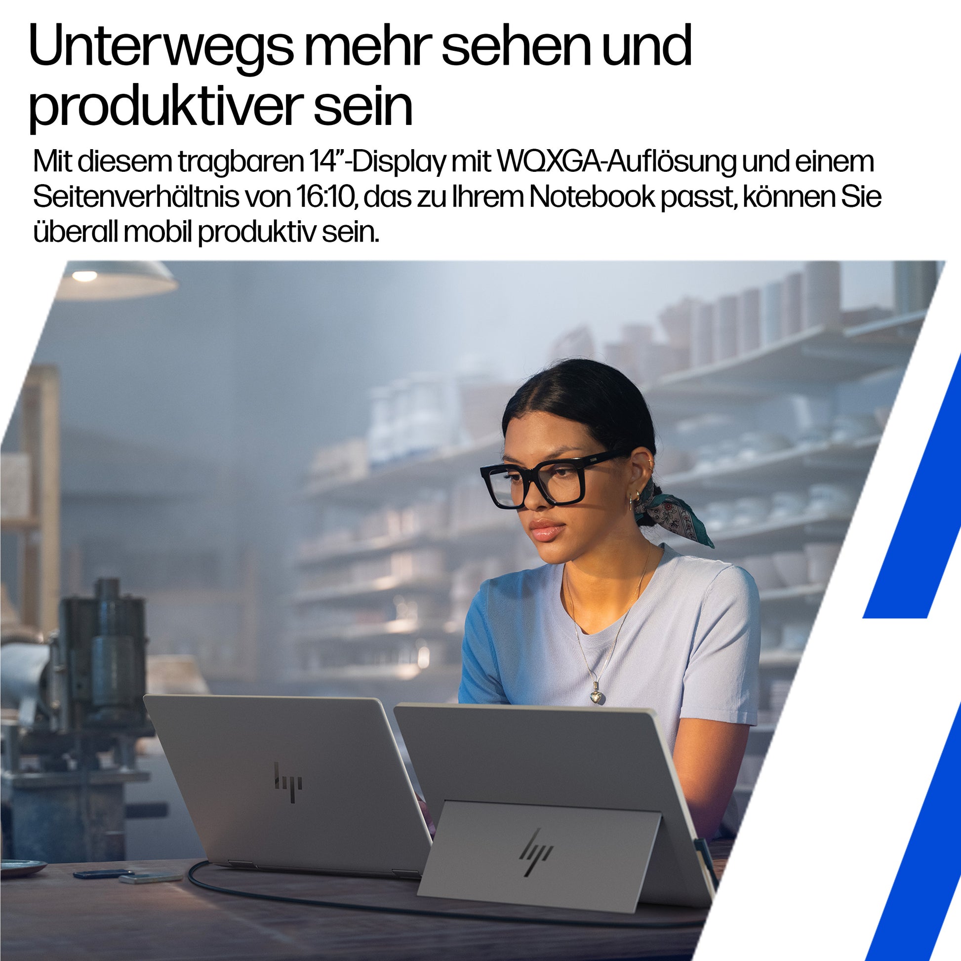 HP Series 5 Pro 514pn – Tragbarer Monitor, 14", IPS Schwarz, 75 Hz, 400 cd/m², 2× USB-C, Silber