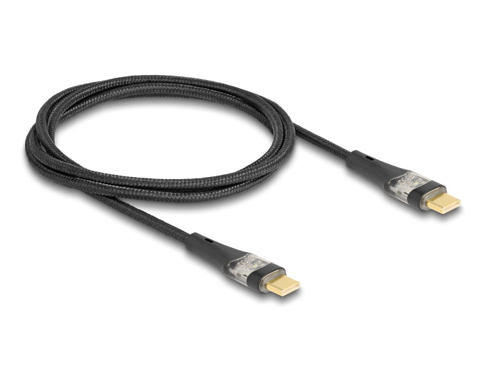 DeLOCK USB-C auf USB-C Kabel – USB 2.0 (480 Mbit/s) – 1 m – PD 100 W – Textilmantel – Schwarz