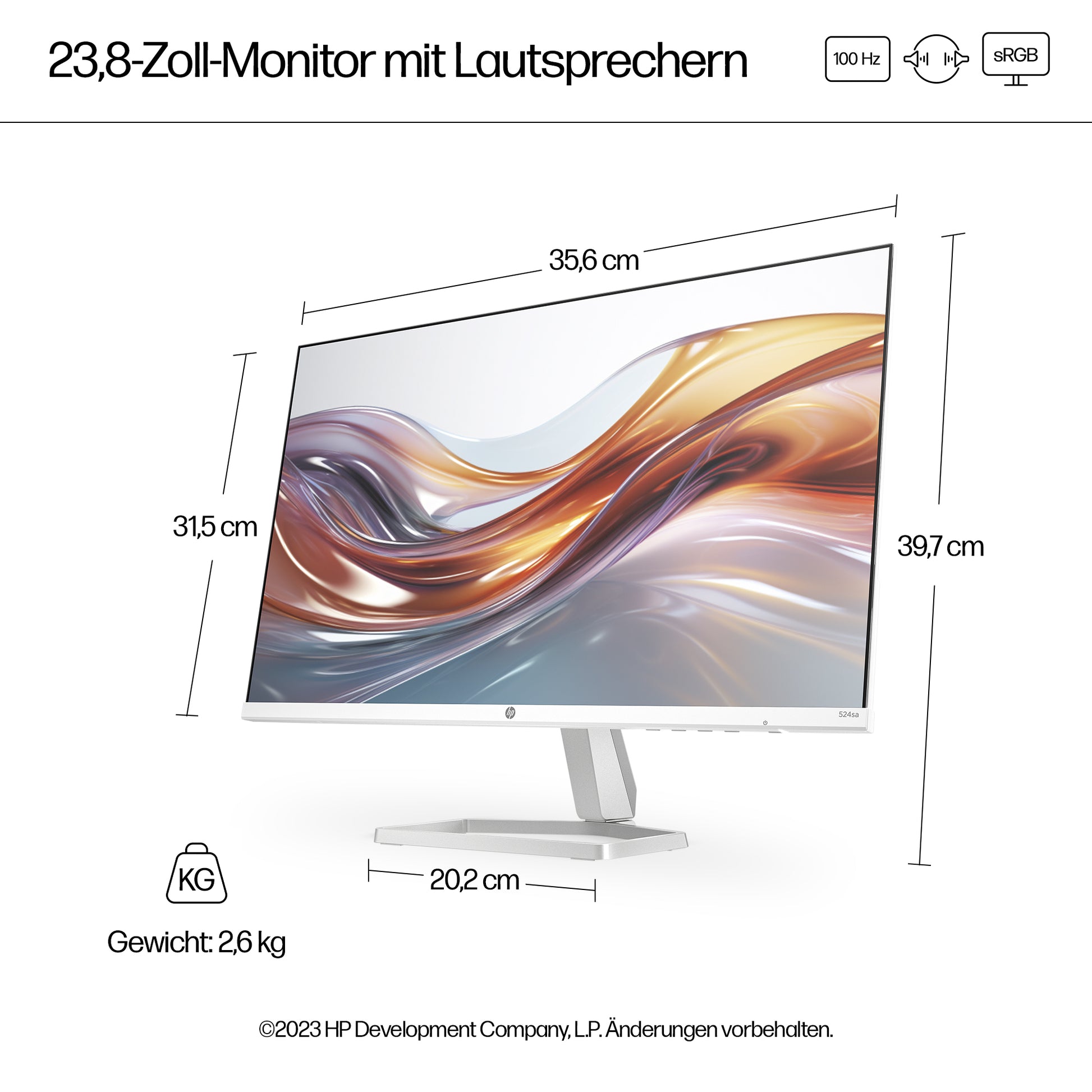 HP S5 524SA – Monitor, 1920 × 1080 (Full HD), Eingebaute Lautsprecher