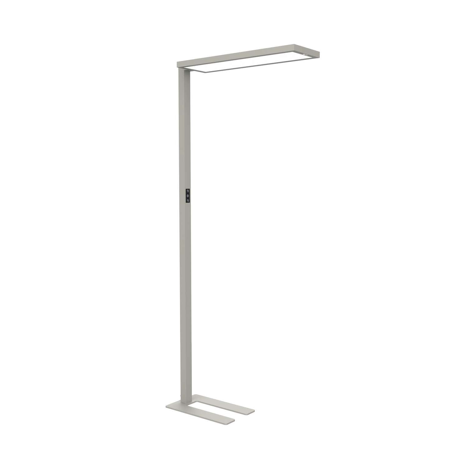 MAUL LED-Stehleuchte – Bewegungs- & Tageslichtsensor, dimmbar – 2700–5700 K – 15’150 lm – Silber