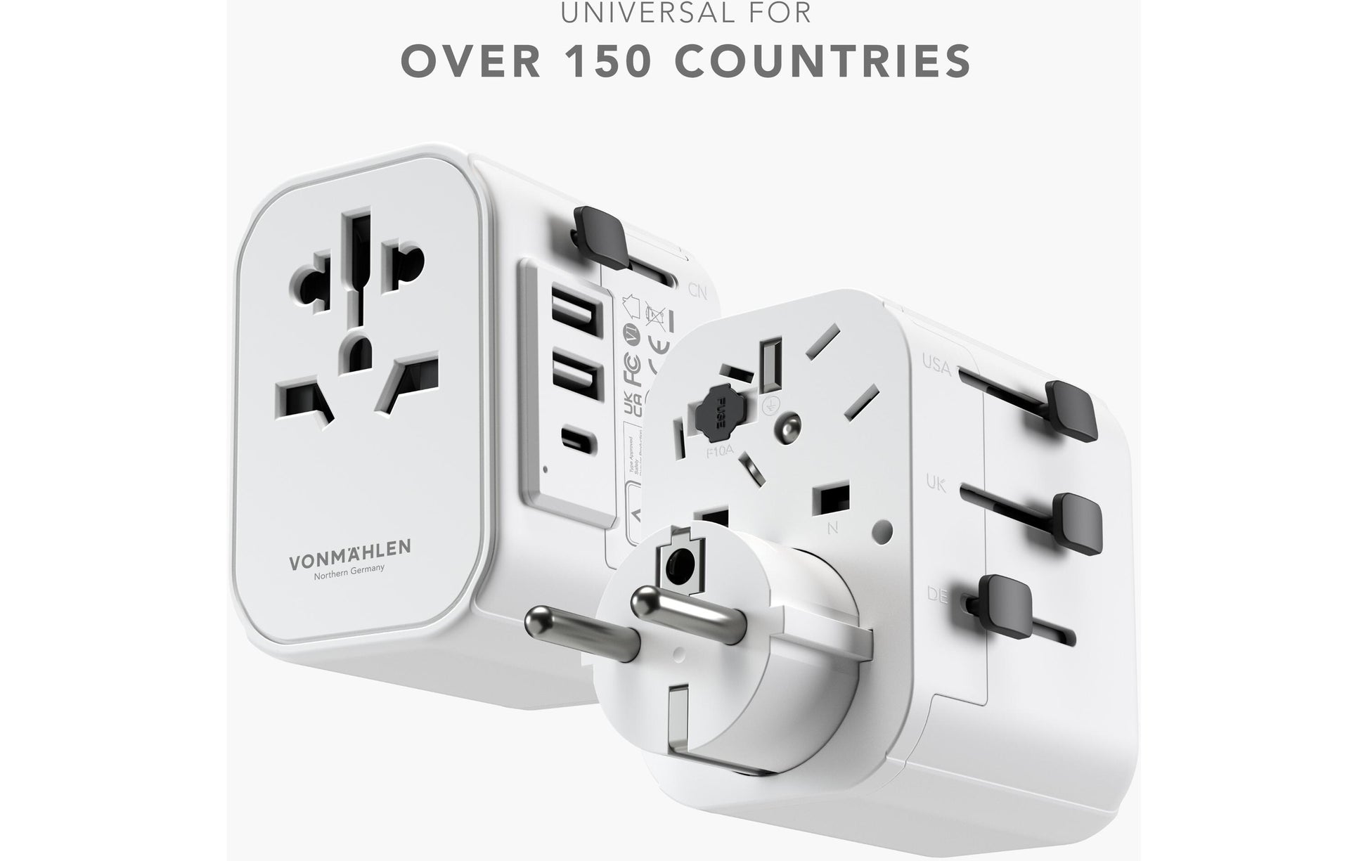 Vonmählen Unity One Ladegerät (EU, UK, US) – 2300 W, 1× USB-C + 2× USB-A – für USB-C- und USB-A-Geräte