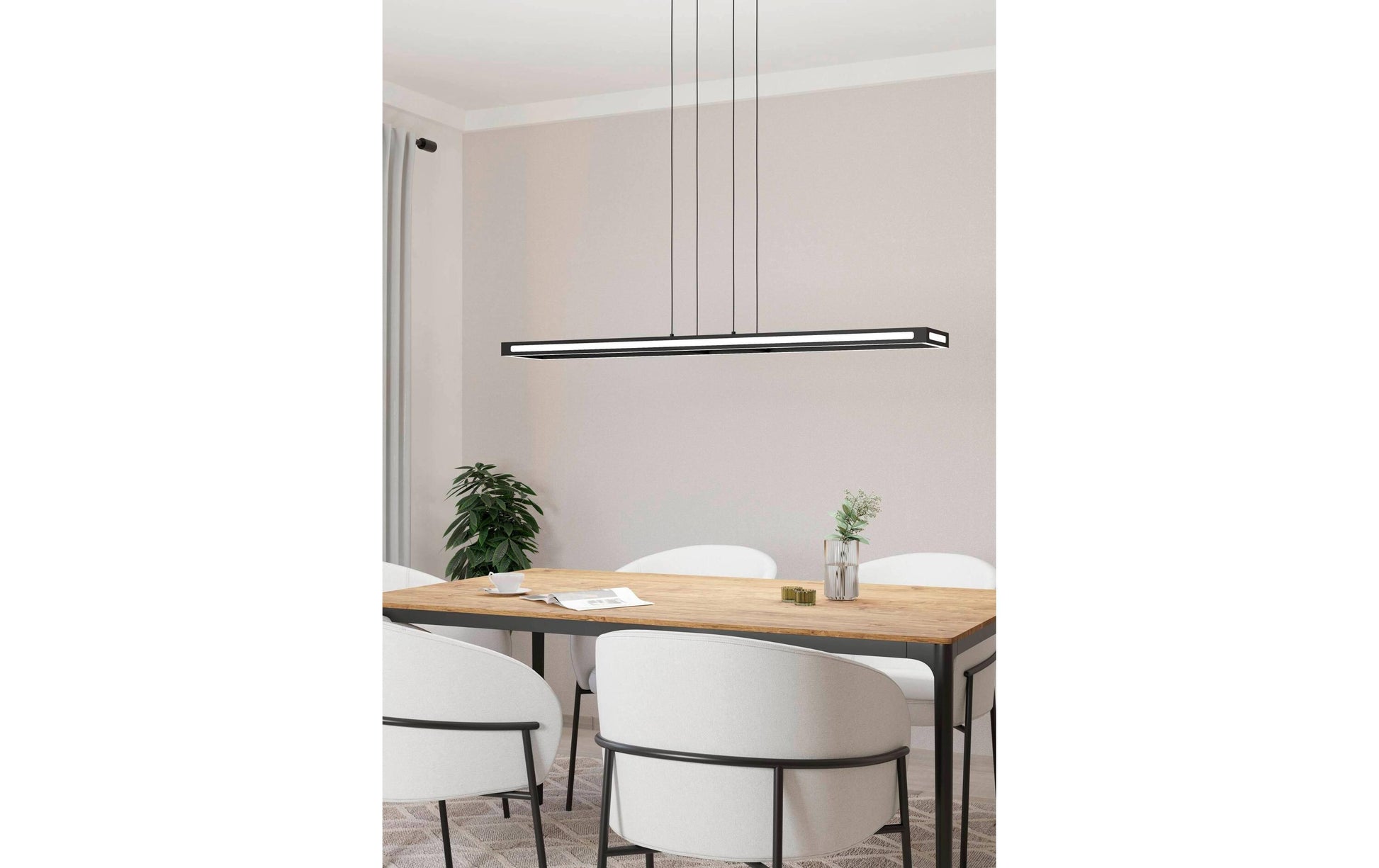EGLO Hängeleuchte Salvilanas-Z – 116 × 20 × 110 cm, 4300 lm, 33 W, 2700–6500 K, dimmbar, BT, für Alexa, schwarz