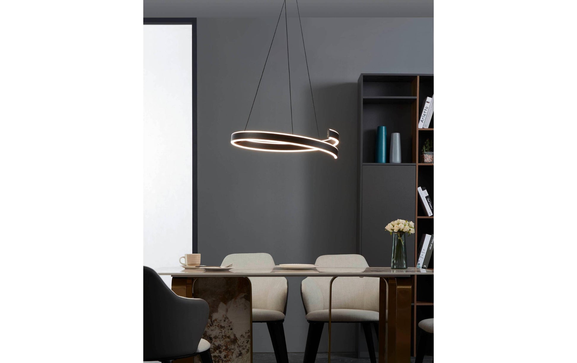 EGLO LED-Hängeleuchte ANDABAIA-Z – Ø 60 × 154 cm, 5300 lm, 42,5 W, 3000–6500 K, dimmbar, für Alexa/BT, schwarz