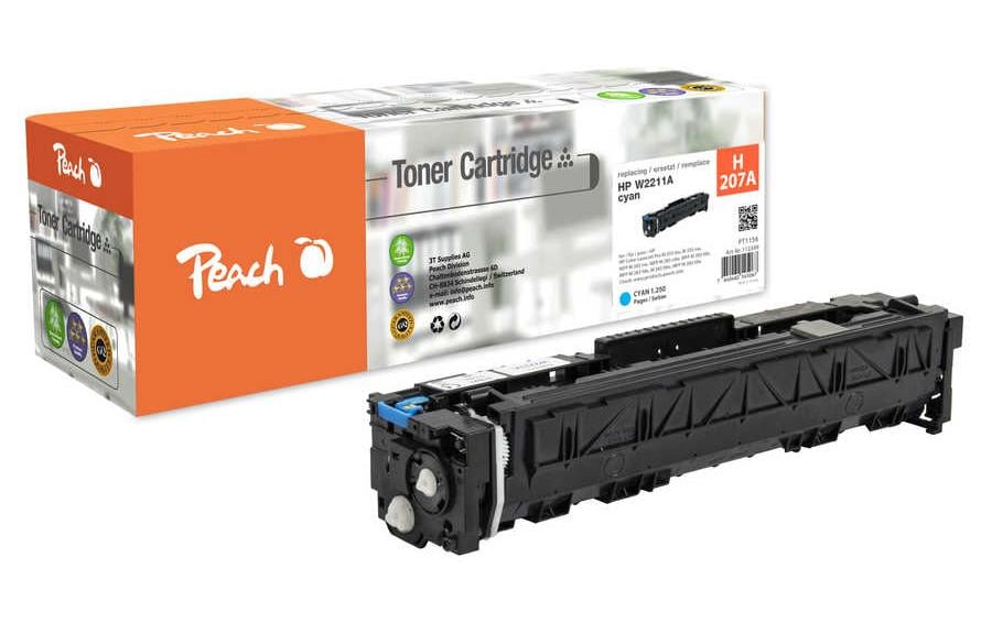 Peach 207A (W2211A) Cyan Toner – kompatibel – 1'250 Seiten – für HP Color LaserJet Pro M255/M282/M283