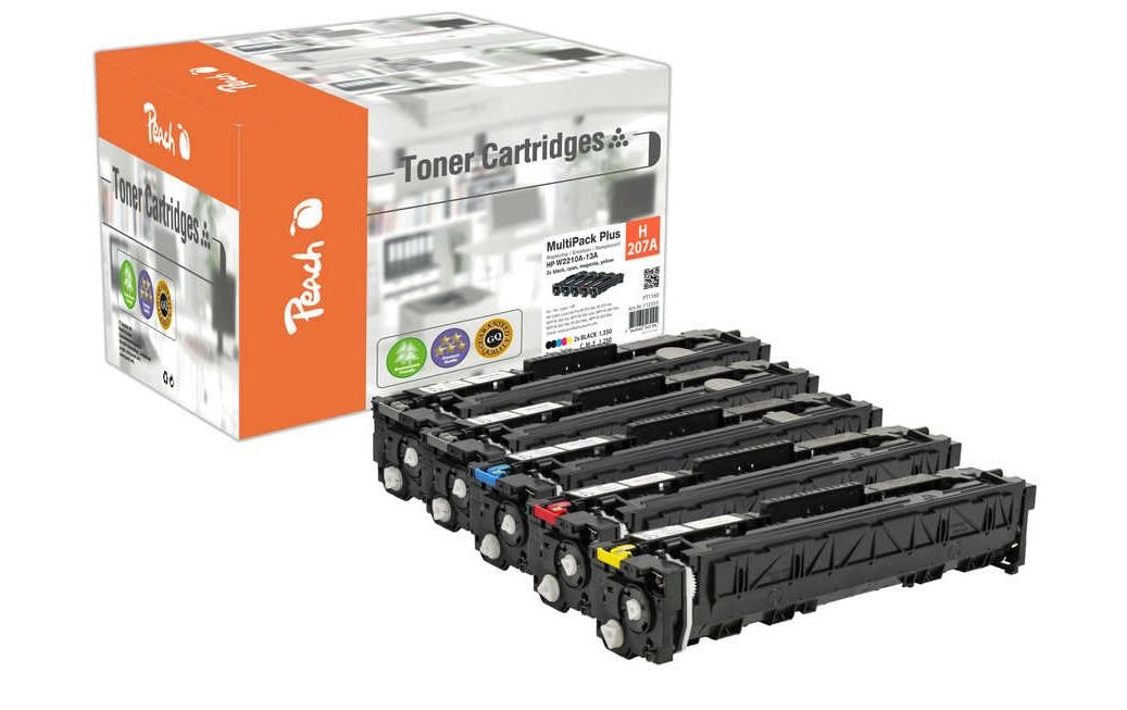 Peach Toner-Multipack – BK/C/M/Y, schwarz 1350, C/M/Y 1250 Seiten – für HP M255dw/M255nw und andere