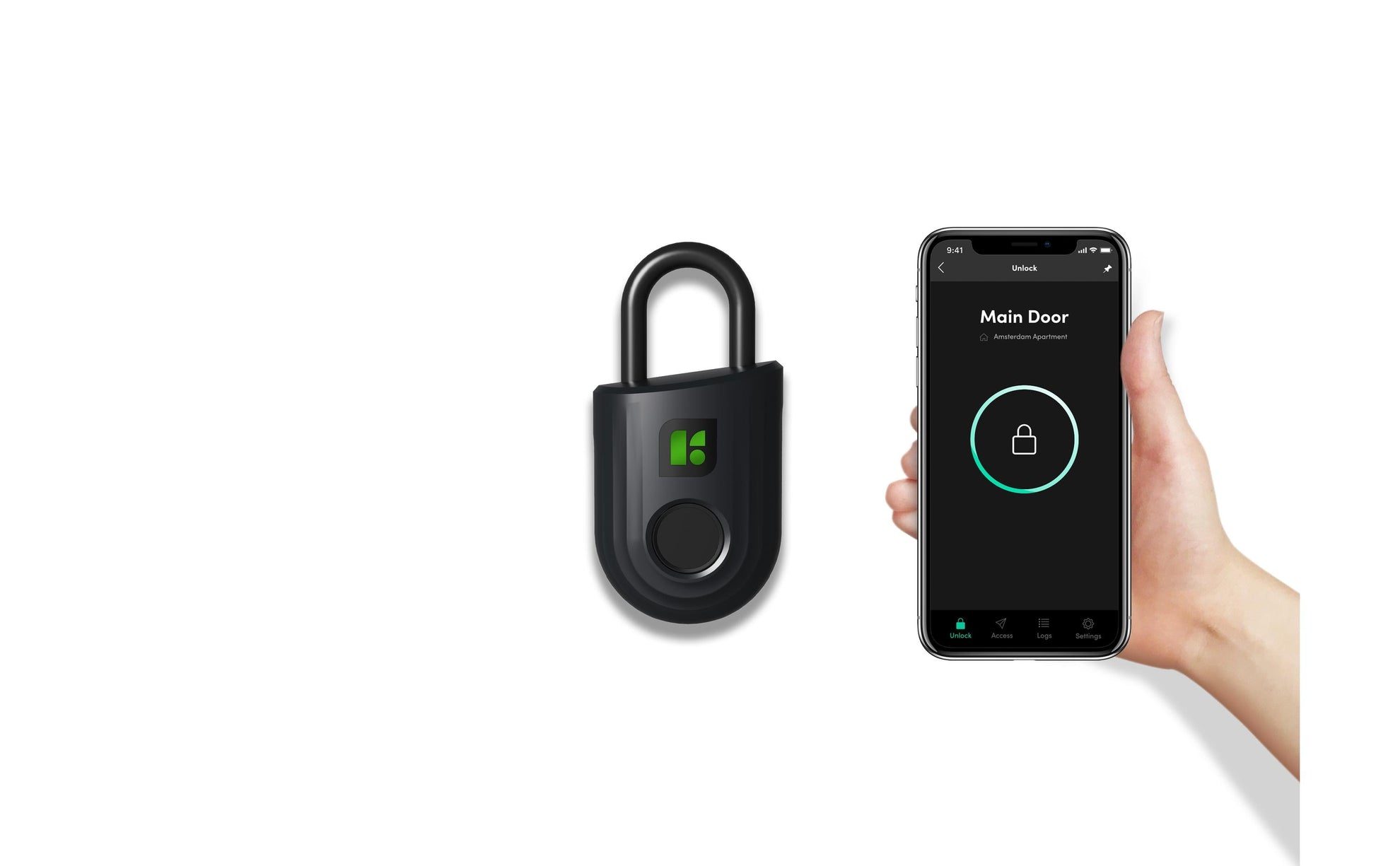 igloohome Padlock Lite Smart-Vorhängeschloss – Fingerabdruck, BT 5.0, IP66, Ø6 mm